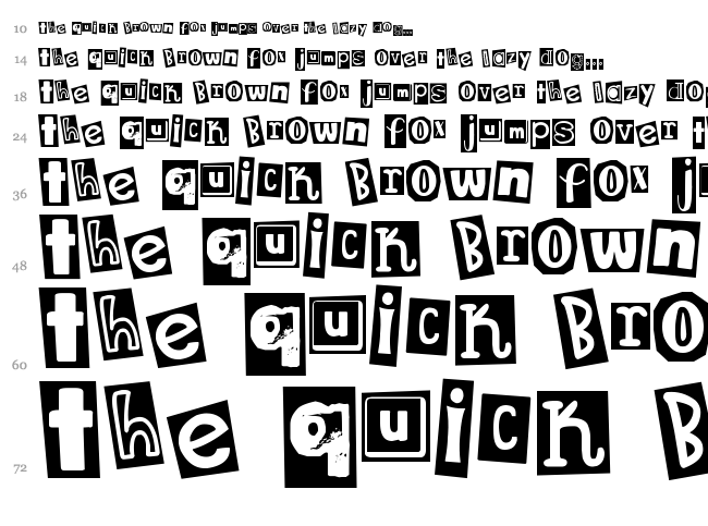 DJB Ransom Note Clipped font waterfall
